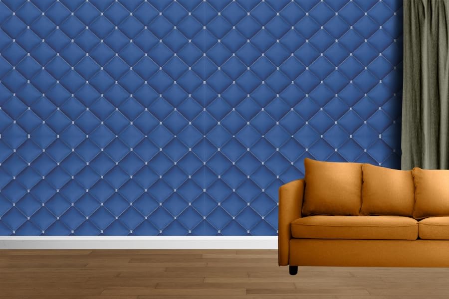 Image of Self-Adhesive 3D Decorative Abstract Wallpaper Specific Product for Bedroom, Living Room, Kids Room, Play Room, Office Wallpaper for Home Decor, Size (16x48 Inches Each Blue Strip)