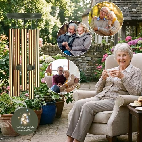 Image of Personalized 30 /36 inch Memorial Wind Chimes for Outside, Sympathy Gifts Wind Chime for Loss of Loved One, Beautiful Decor with Deep Tone, Ideal for Funeral, Remembrance & Bereavement, Produced in Texas