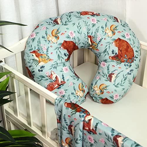 Image of TANOFAR Nursing Pillow Covers, Bear Breastfeeding Pillow Cover for Baby Boys & Girls, Woodland Nursing Pillow Case for Newborn, Soft Fabric Fits Snug On Infant, Washable & Breathable