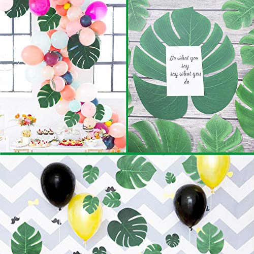 100Pcs Palm Leaves Artificial Tropical Monstera Plant Fake Leaves Safari Birthday Decorations,Jungle Theme Party Supplies,Faux Green Leaf For Hawaiian Luau Tiki Aloha Beach Bbq Table Decoration 3 Size #TOP4