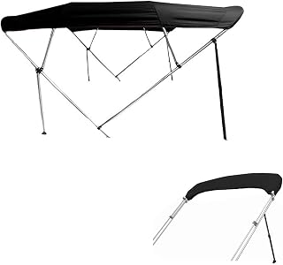 8' Jon Boat Bimini Top Pontoon Canopy, 4 Bow, Multiple Colour & Size Option, Frame with Metal Fittings