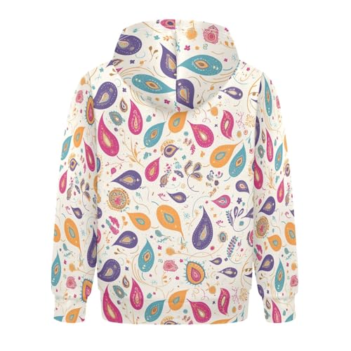KLL Colorful Paisley Pattern Boys And Girls Sweatshirts Casual Athletic Hoodie Kangaroo Pocket2