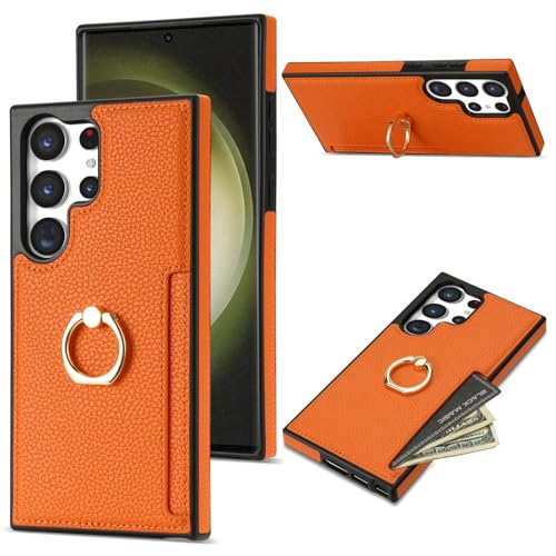 Coque Samsung S21 Plus orange antichoc avec porte-cartes rigide
