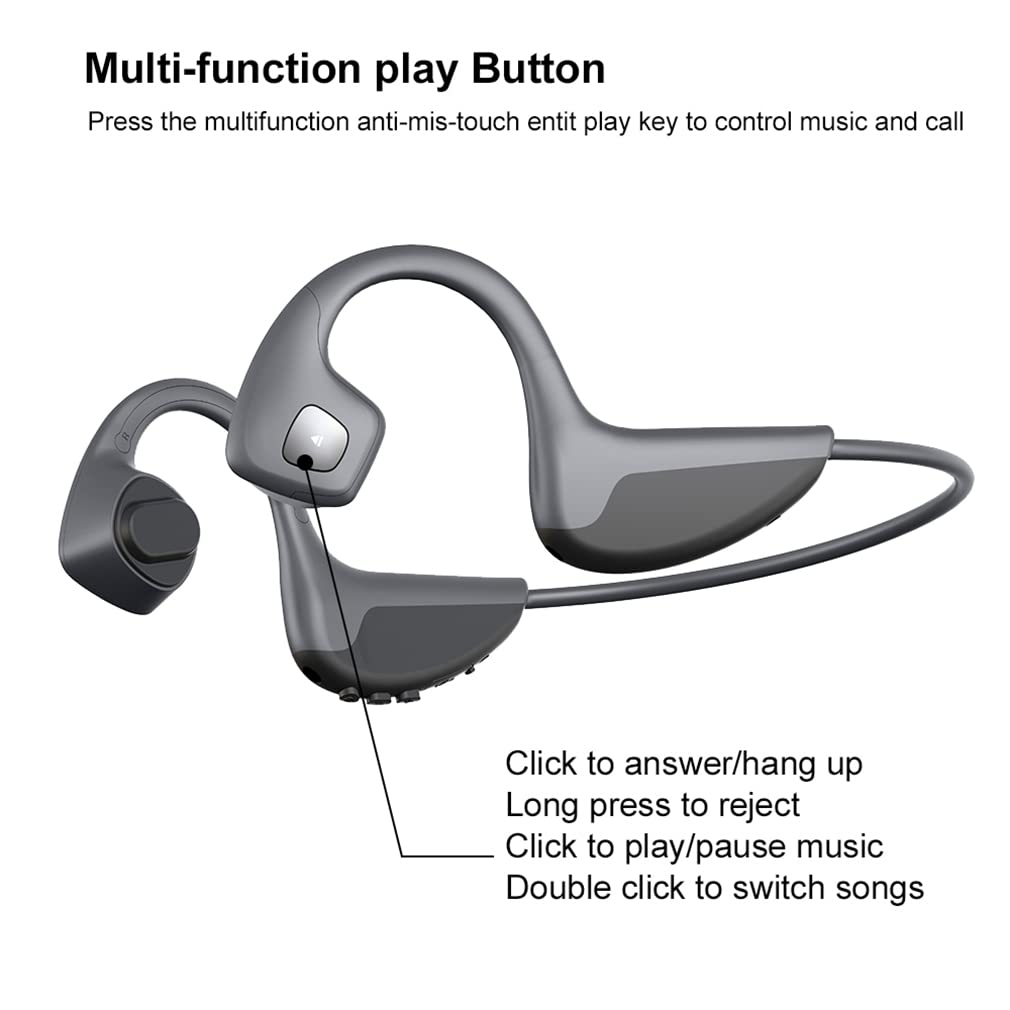 Słuchawki do przewodzenia kości, bezprzewodowy zestaw słuchawkowy Bluetooth, wodoodporny mikrofon o wysokiej rozdzielczości, do biegania, trening, jazda,White