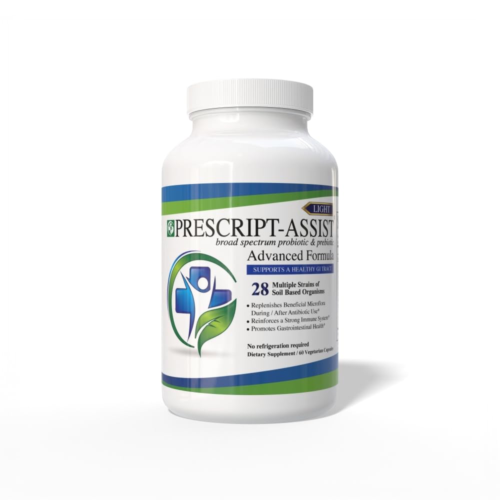 Prescript-Assist Light - 28 Strains Soil Microflora Probiotic and Prebiotic for Children & Adults with Advanced Formula - Soil Based Probiotics for Gut Health - No Refrigeration Needed, 60 Caps