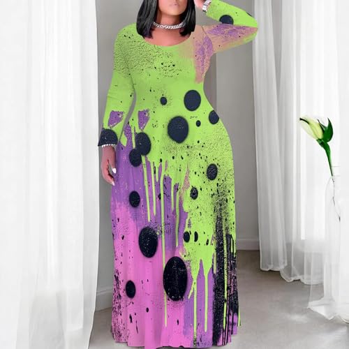Image of PinkPatty Women's Plus Size Long Sleeve Maxi Dresses T Shirt Boho Sundress Fall Dress with Pockets