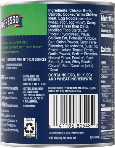 Image of Progresso Reduced Sodium Canned Soup, Roasted Chicken Noodle Soup, 18.5 oz (Pack of 4)