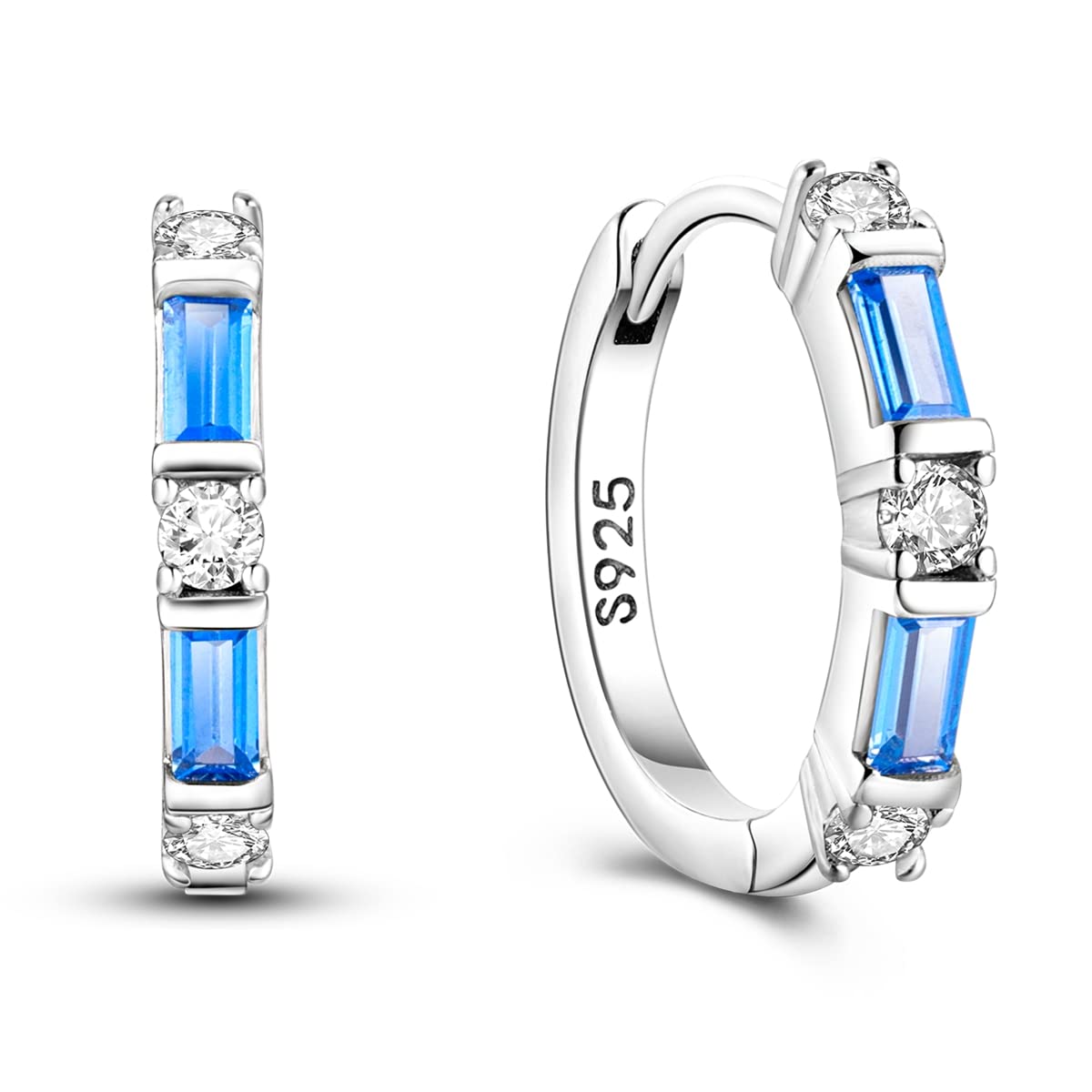 Pendientes de aro de plata de ley 925 para mujer, hipoalergénicos, estilo huggie — view 15