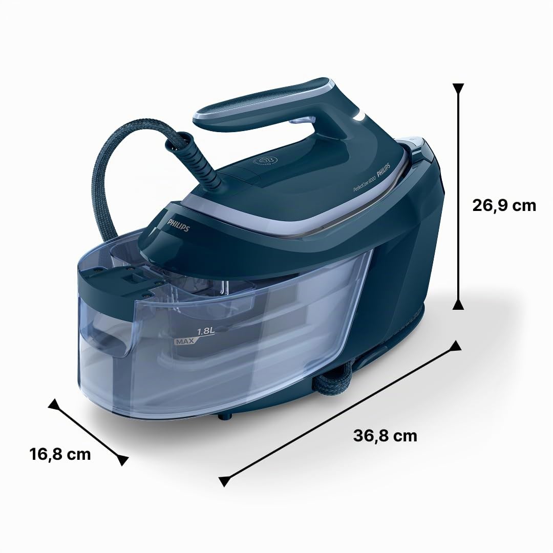 Philips PerfectCare Serie 6000 Centro de planchado, Vapor Potente, Garantía Sin Quemaduras, Diseño Compacto, Depósito de Agua Extraíble de 1.8L, Suela SteamGlide Plus (PSG6023/20)