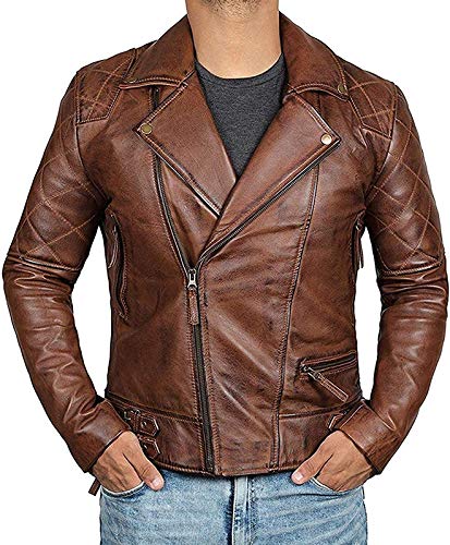 Genuine Leather Brown Jacket for Men's 