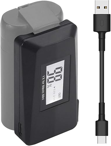 Hanatora Display USB Cargador de batería con carga rápida 3.0 para DJI Mavic Mini Drone,Indicador de carga LED Cargador Hub Accesorios
