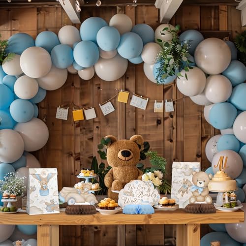We Can Bearly Wait Baby Shower Decorations - Blue Teddy Bear Honeycomb Decorations and Balloon Bear Decorations - Thumbnail 5