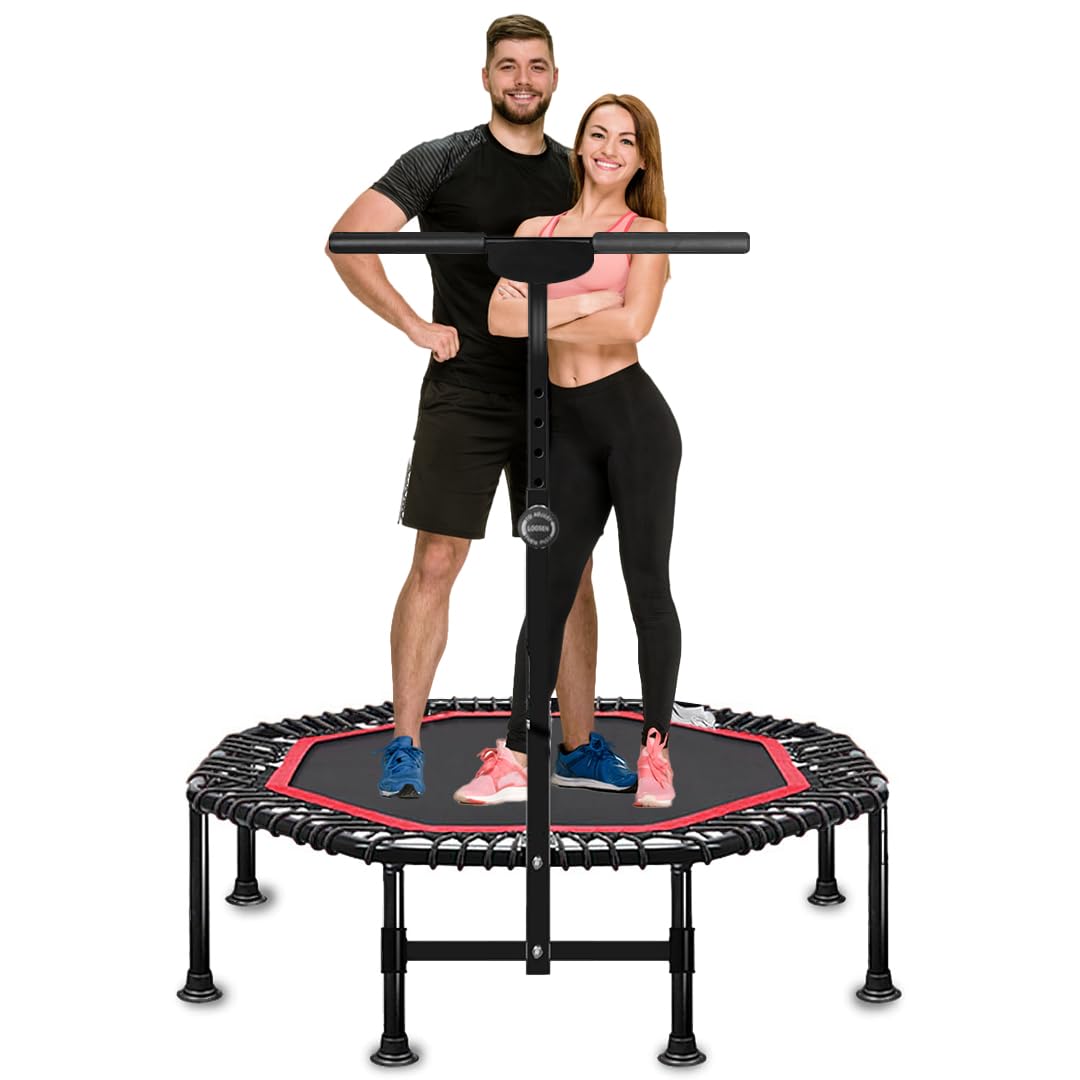 45 Inch Rebounder Trampoline for Adults, MAX 330 lbs Load Capacity, Portable Fitness Exercise with 3-Level Adjustable Foam Handle for Indoor and Outdoor Exercise