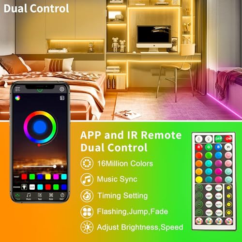 KSIPZE 30m Led Strip Lights RGB Music Sync Color Changing, Led Lights with Smart App Control Remote, Lights for Bedroom Lighting Flexible Home Decoration - Image 4