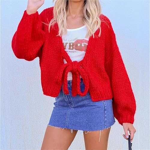 Knitted Cardigan Sweater 2025 Autumn Winter Long Sleeve Solid Lace Up Top Knitwear Female Outerwear Jacket2
