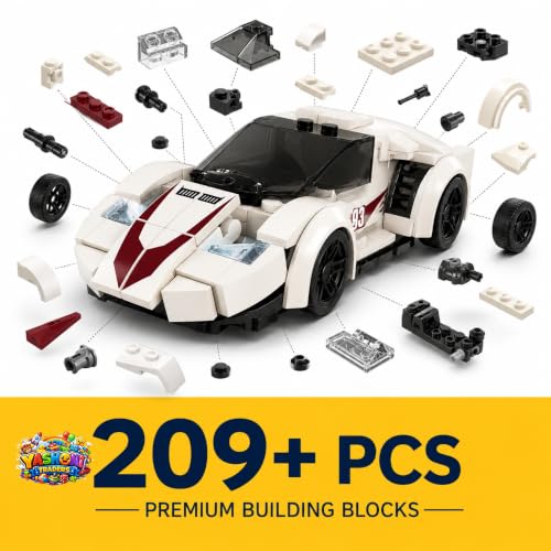 Image of Yashoni Automotive Building Blocks Toy Set for Kids | 10+ Construction Models in one Set| Aircraft, Excavator, Car Model Building Kit | Educational STEM Toy | Ages 6+ (Flowing Roadster)