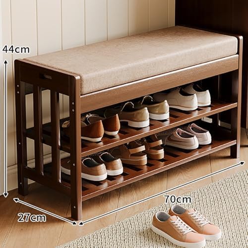Banc à chaussures en bambou robuste et durable avec siège rembourré - 2