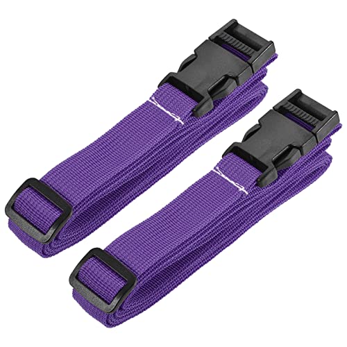 Image of MECCANIXITY Utility Strap with Buckle 1x98 Inch Polyester Quick Release Adjustable Belt for Travel Outdoor Bag Luggage Packing (Purple, Pack of 2)