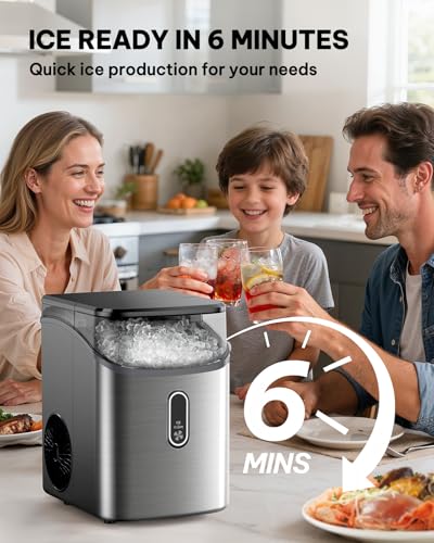 Image of Silonn Nugget Ice Maker Countertop, Pebble Ice Maker with Soft Chewable Ice, One-Click Operation Ice Machine with Self-Cleaning, 33lbs /24H, Stainless Steel