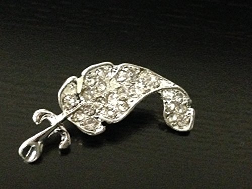 New Nice Silver Color Crystals Feather Brooch Fashion Elegant Stylish 1,5 inch