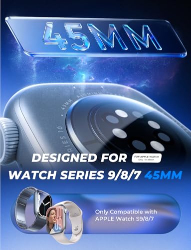 Image of MAGIC JOHN for Apple Watch Series 9 /8 /7 45MM Screen Protector 2 Pack | [Automatic Align Tech] Self-Healing Flexible EPU Film,HD Transparent, Anti Scratch, Bubble Free