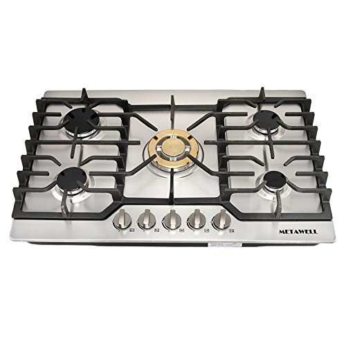 [Ship from CA,US ] METAWELL 30" Stainless Steel Gold Burner Built-in 5 Stoves