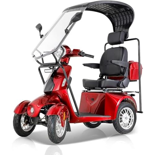 Mobility Scooter with Detachable Roof for Seniors & Adults, 800W 4 Wheels Elderly Medical Electric Mobile Scooters, 500lbs-Capacity All Terrain Heavy