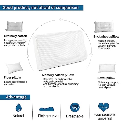 Image of Cervical Contour Memory Foam Pillow for Sleeping,Orthopedic Pillow for Neck Pain, Support for Back,Stomach,Side Sleepers, with Cover (19 X 12 X 4 INCH) Big