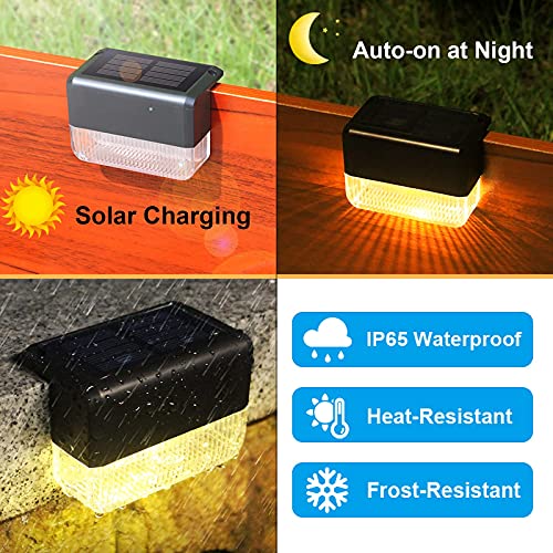 CHINLY Solar Deck Lights 12-Pack Outdoor Waterproof led, Warm White & Color Changing, Fence Post Solar Lights for Stairs, Fence, Deck, Garden, Patio Yard, Porch and Step - Thumbnail 7