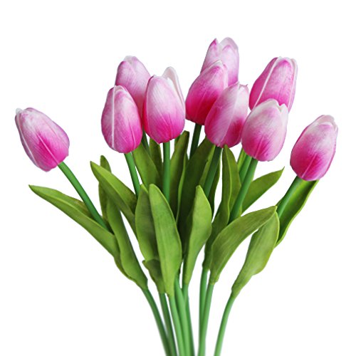 RERXN 16pcs Tulpen Kunstblumen Arrangement Blumenstrauß für Home Office Hochzeitsdekoration (pink) Cover