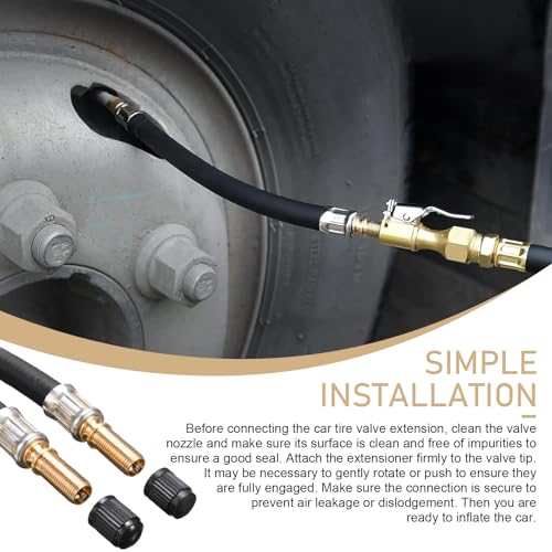 Image of MLY 2 PCS Flexible Tire Valve Extender, 8.26 Inch Air Valve Stem Extension, Universal Air Valve Adapters for Cars Trucks Motorcycles RV Bicycles & Air Compressors (Black #2PCS)