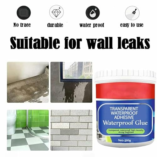 Image of Transparent Waterproof Adhesive Glue for Roof Leakage | High Strength Sealant for Bathroom, Tiles, Wall Cracks, Roof & Kitchen | Strong Leak Proof Bonding Glue with Brush (300g)
