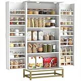 SPÉCIFICATIONS DE L'ARMOIRE DE CUISINE : Dimensions totales : 58l x 29P x 119,5H cm. Charge max. recommandée : 84 kg (total), 10 kg (étagère), 2 kg (étagère de porte). Montage nécessaire.