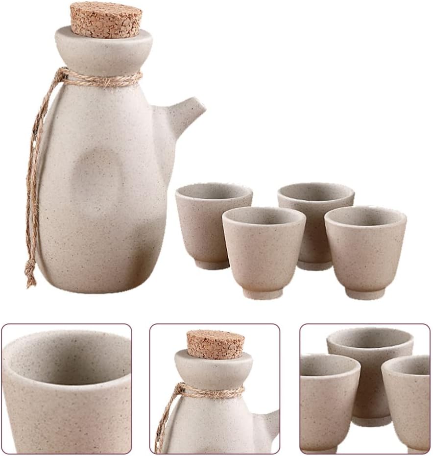 Ceramic Sake Pot and Serving Cups Japanese Wine Set Multi-functional Sake Drinkware for Home