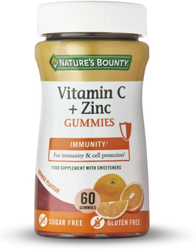 Nature’s Bounty Vitamin C and Zinc Gummies – Pack of 60 Gummies, 30 Day Supply – Immune Support and Cell Protection – Antioxidant Supplement – Gluten Free and Natural Colours