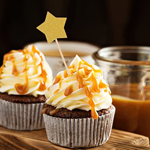 ibasenice 144 Pçs Toppers De Cupcake Estrela Glitter Picaretas De Bolo De Aniversário Estrela Cintil