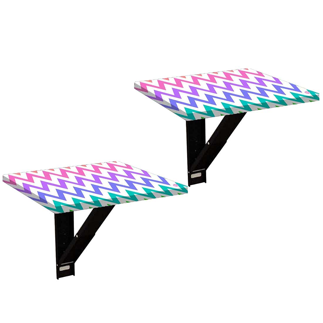 nutcase designer floating side table for bedroom wall mounted bedside tables folding (set of 1) - �rainbow chevron