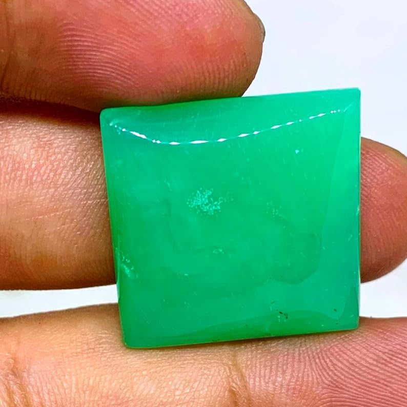 Chrysoprase naturelle carré cabochon en vrac fabrication bijoux bague collier - 6