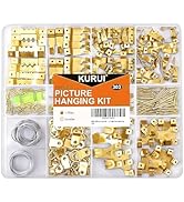KURUI 303Pcs Picture Hanging Kit, Picture Hangers Assorted Kit With Heavy Duty Wall Hooks, Sawtoo...