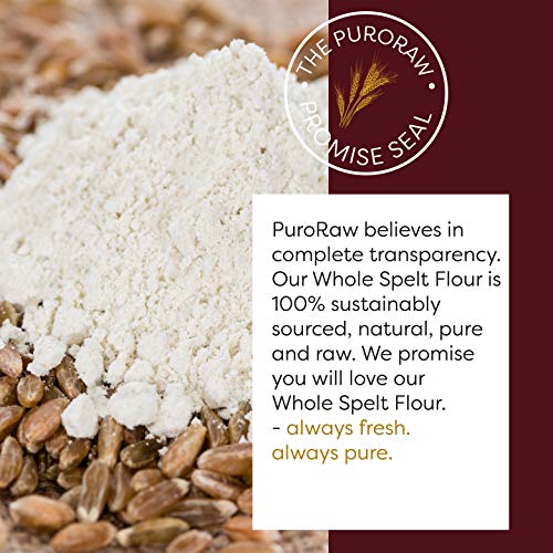 Spelt Flour, 2Lbs, Whole Grain Spelt Wheat Flour, Wholemeal Spelt Flour, Whole Grain Spelt Flour Bulk, Whole Spelt Flour, All Natural, Non-Gmo, Batch Tested, 2 Pounds, Product Of Canada, By Puroraw. #TOP2