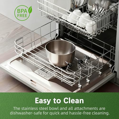 Image of Stand Mixer, Compact & Space-Saving, Stainless Steel Bowl, Unique & Playful Design, Effcient Motor, Dishwasher-Safe Attachments, SM-2549A (Yellow)