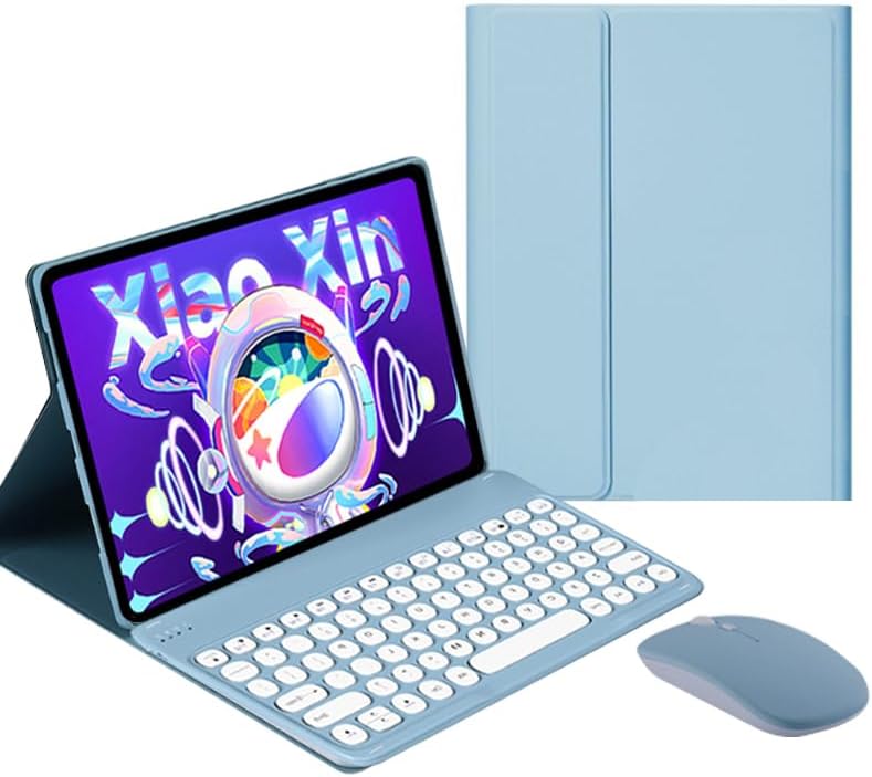 Keyboard Case with Mouse for Lenovo Tab P11 Pro 11.5" 2020 (TB-J706F / TB-J706L), Folio Slim Smart Keyboard Case Cover with Cute Round Key Wireless Detachable Keyboard, Blue