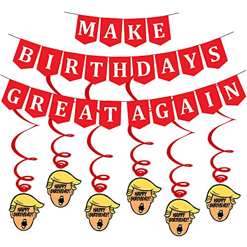 Funny Birthday Party Pack Maga Happy Birthday Banner and Swirls Pack - Pieces - Funny 21st Birthday Party Supplies for Him or Her - Decorations Gifts and Favors