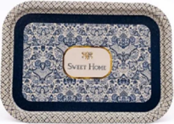 Nobel Blue Floral Pattern Design Canister Tin (Rectangular Serving Tray)