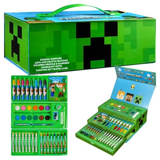 Minecraft Maletín Pinturas para niños con Ceras y Lápices de Colores 40+ Pzs