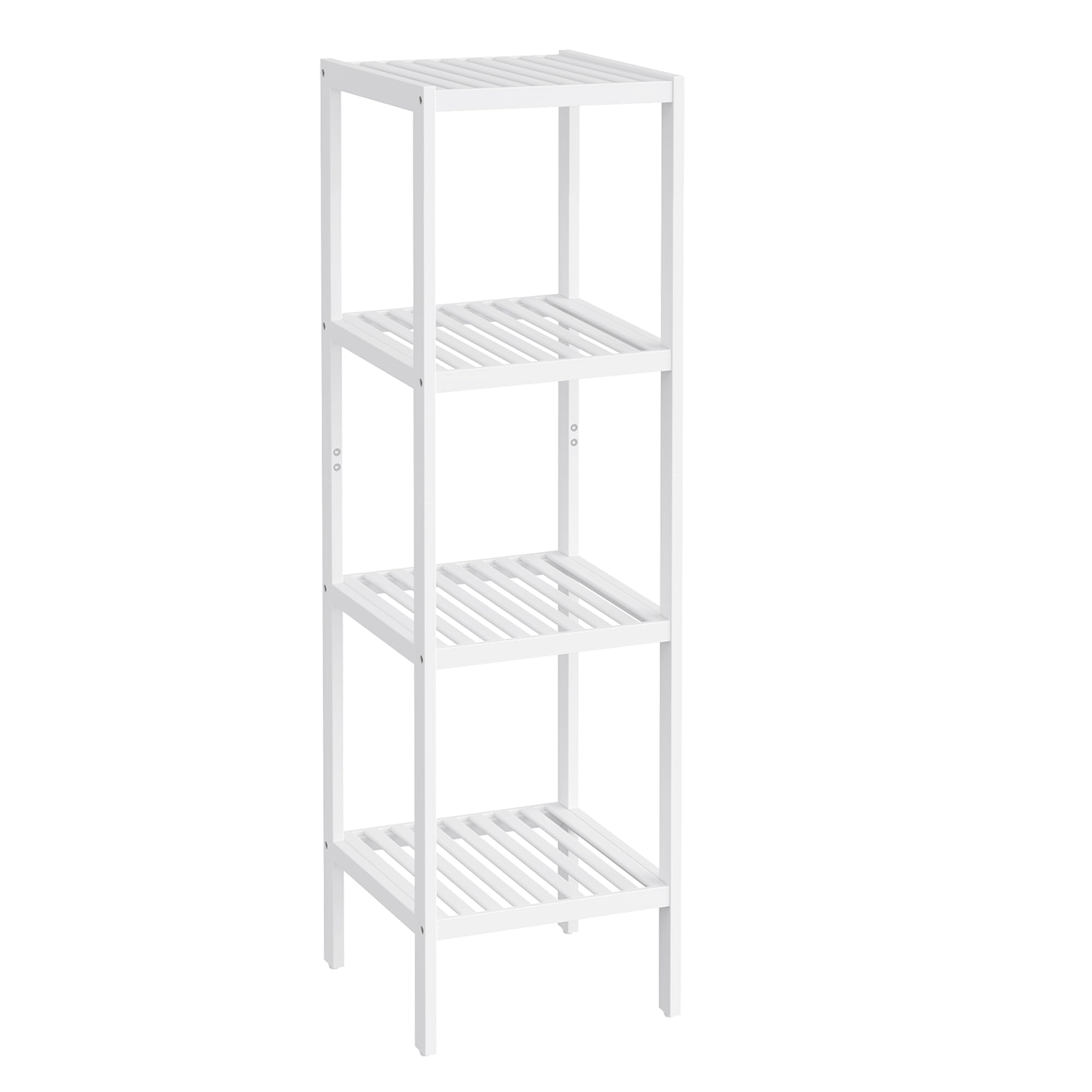 SONGMICS Bamboo 4-Tier Storage Shelf, Cloud White 13x13x38.6