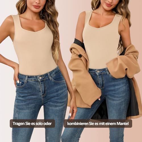 Totatuit Canottiera termica da donna, senza maniche, biancheria intima basic in pile, senza maniche, top base per l'inverno, arancione, L