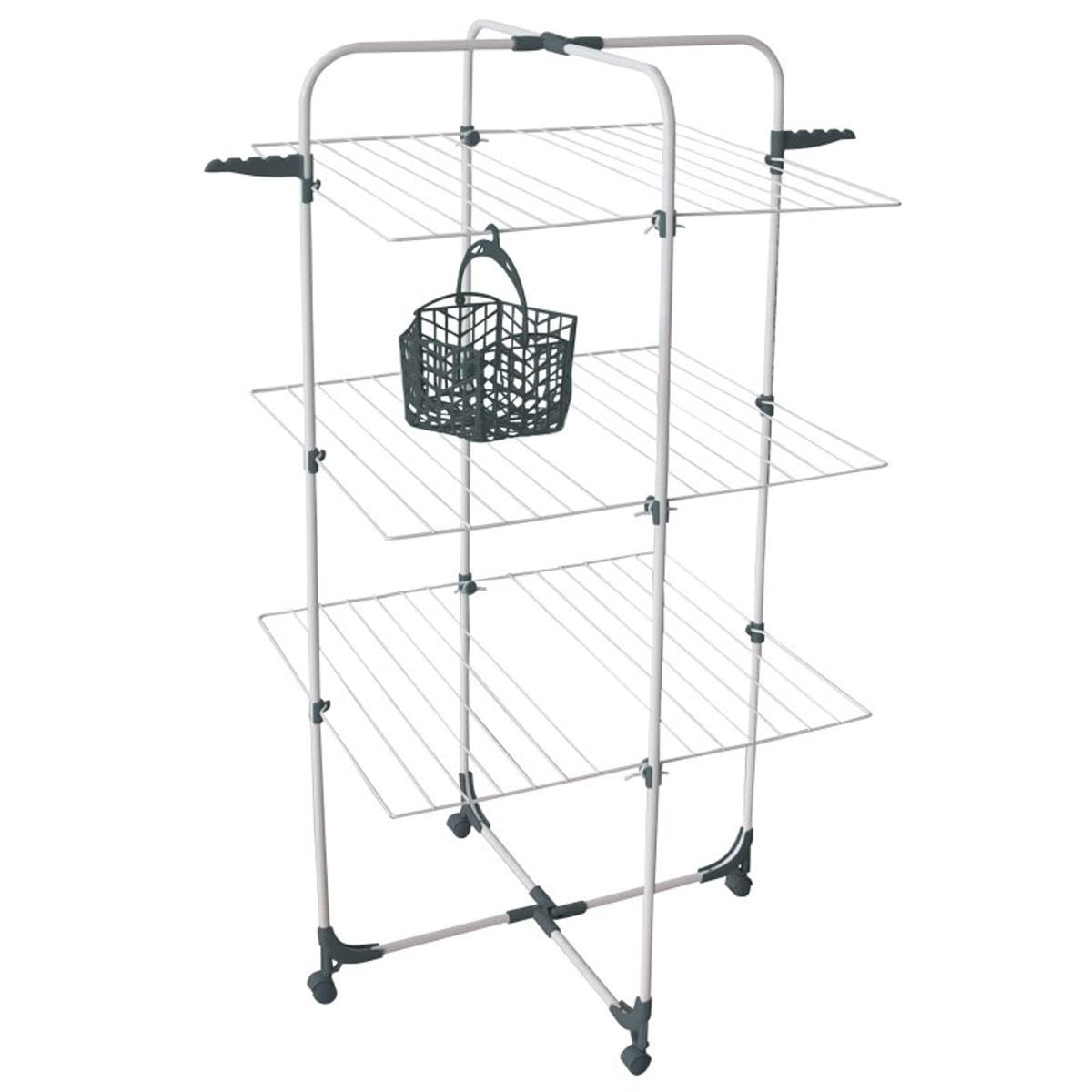 MSV 130112 Etendoir Turm mit 3 Etagen und Zubehör, Metall/Kunststoff, Weiß/Grün 68 cm x 68 cm x 132 cm