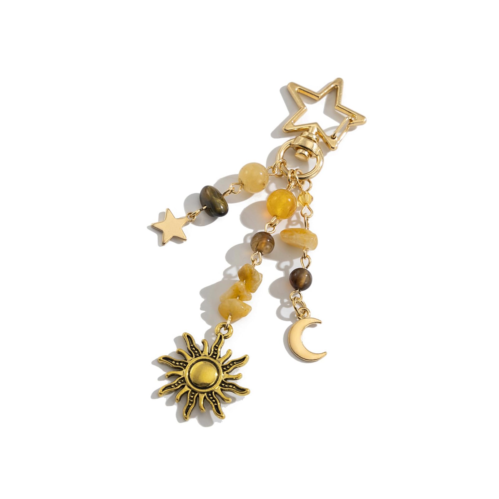 Hattba Punk Star Pendant Keychain Charm for Women and Girls with Colorful Beads Bag Charm Jewelry Gifts