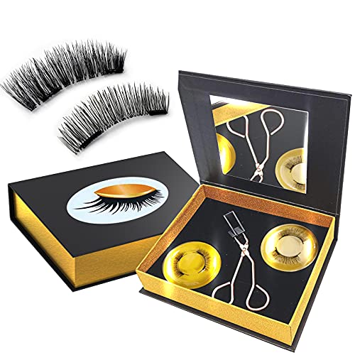 Arishine Dual Magnetic Lashes, Magnetic Eyelash Kit without Eyeliner, Reusable Magnetic eyelashes, 0.2mm Ultra Thin Magnet, Natural And Dramatic False Eyelashes With Tweezers (DS-801)